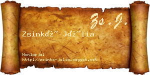 Zsinkó Júlia névjegykártya
