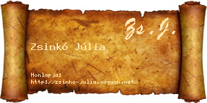 Zsinkó Júlia névjegykártya